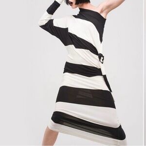 NORMA KAMALI Striped Black and White All in One Gown